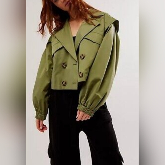 NWOT Free People Looking Glass Trench Coat in Loden Green✨ Medium ✨ $148 - Picture 4 of 8